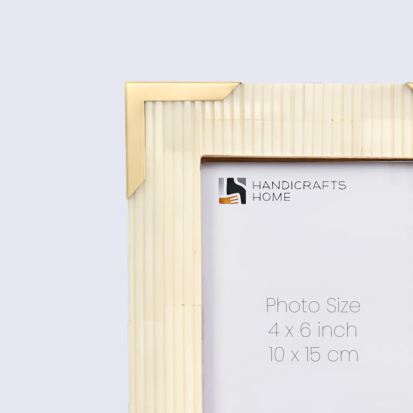 Bone Inlay & Brass Delux Carta Picture Frames, White 4x6