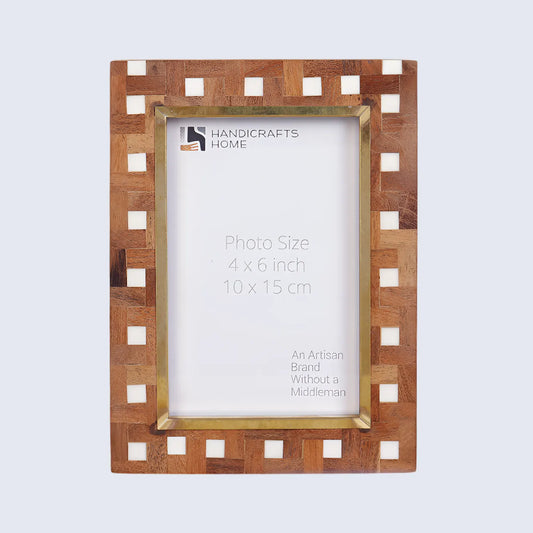 Picture Frames Halo Parquet Pattern Wood & Resin Inlay Collection in 4x6