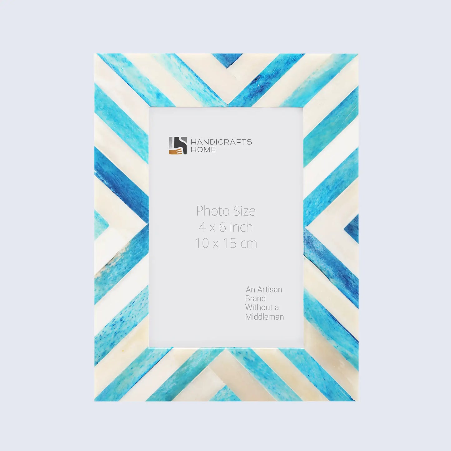 Picture Frames Chevron Pattern Bone Inlay Collection in 2 Sizes, Turquoise