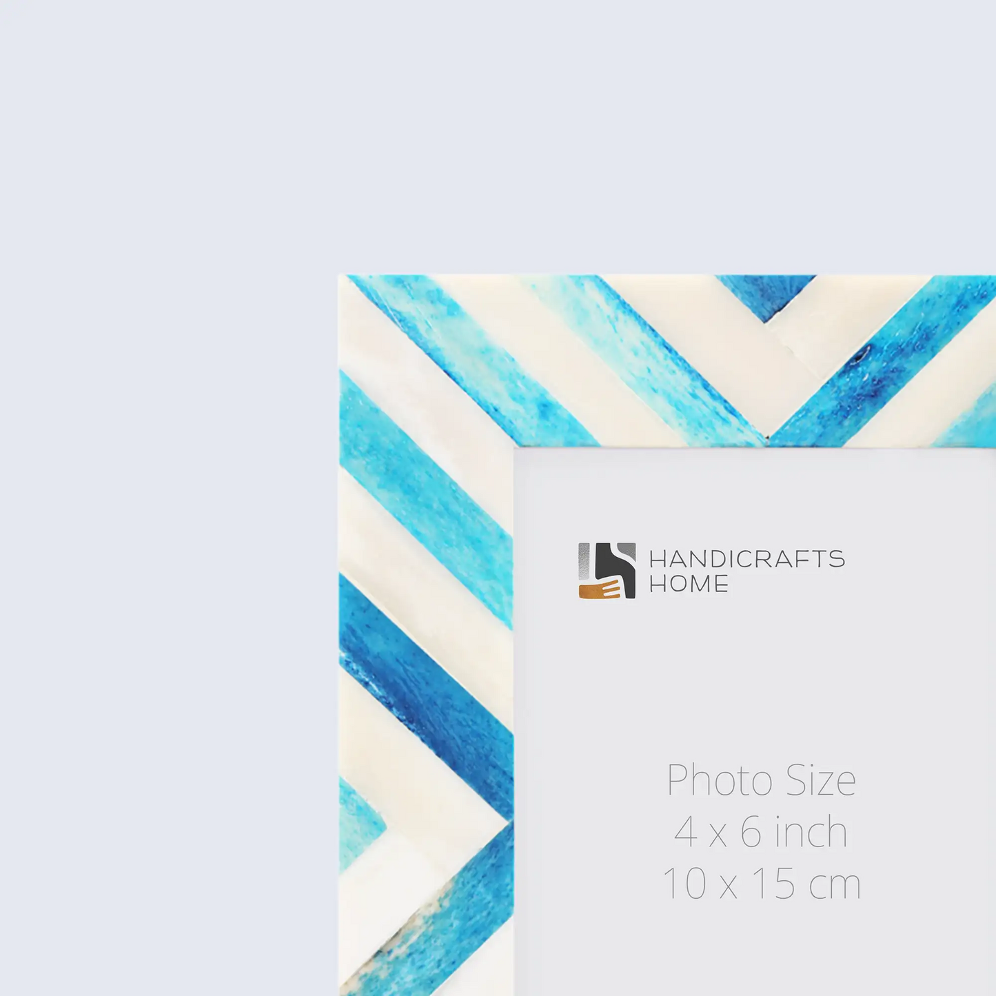 Picture Frames Chevron Pattern Bone Inlay Collection in 2 Sizes, Turquoise