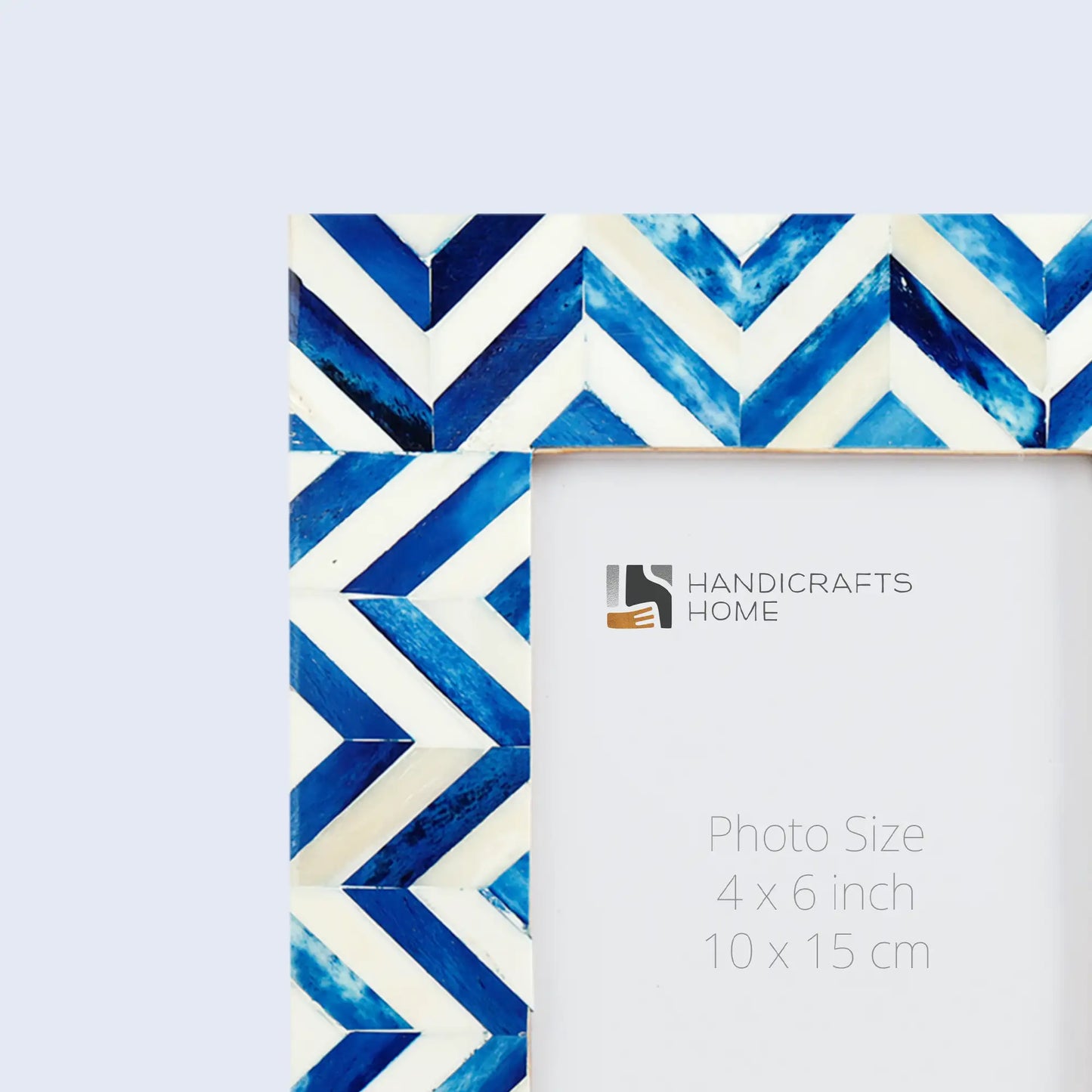 Picture Frames Herringbone Pattern Bone Inlay Collection in 2 Sizes, Blue