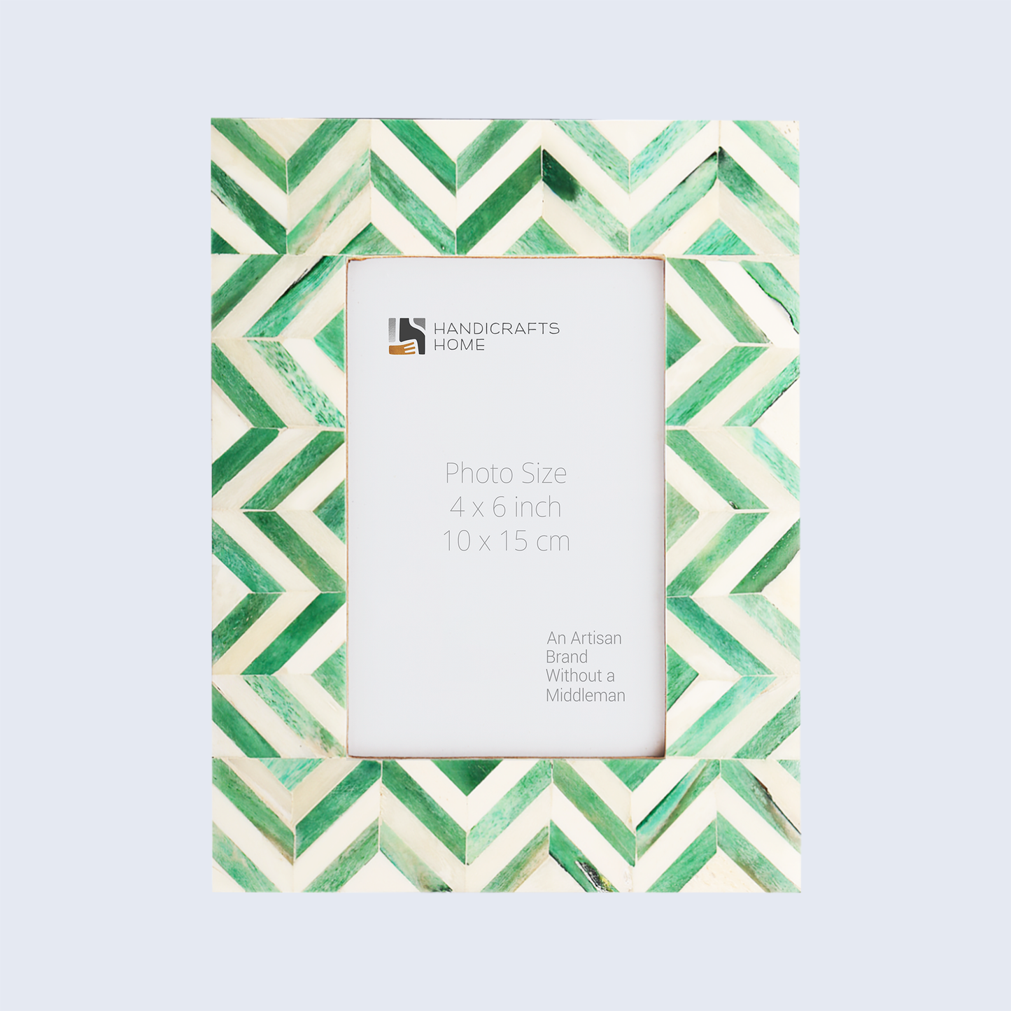 Picture Frames Herringbone Pattern Bone Inlay Collection in 2 Sizes, Green