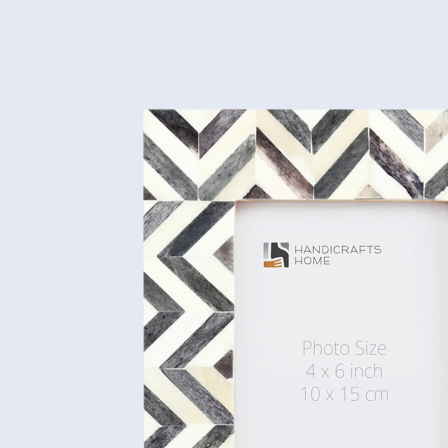 Picture Frames Herringbone Pattern Bone Inlay Collection in 2 Sizes, Grey