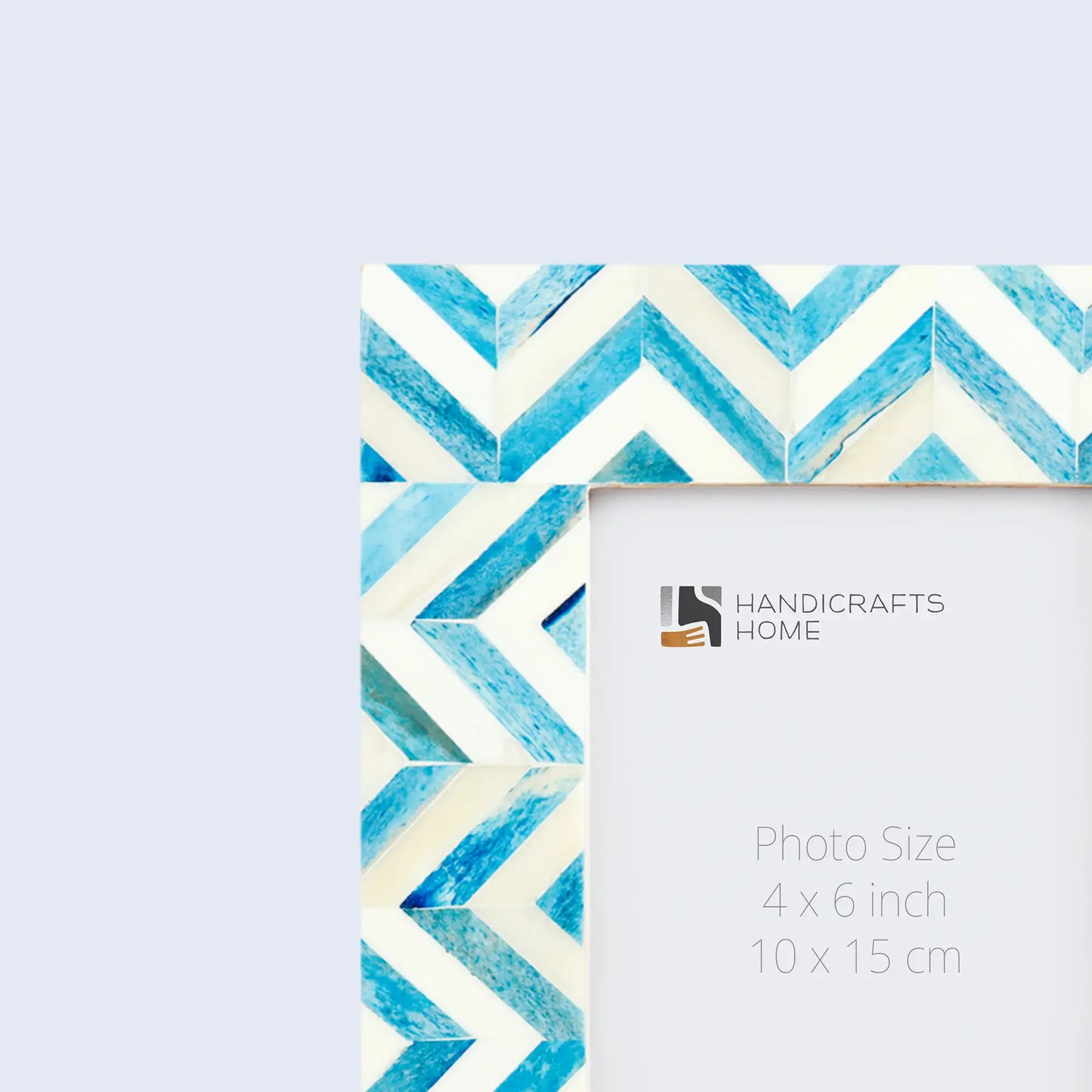 Picture Frames Herringbone Pattern Bone Inlay Collection in 2 Sizes, Turq