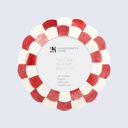 Picture Frames Scalloped Pattern Bone Inlay Collection in 4 sizes, Red
