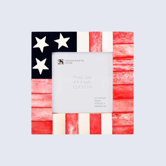 Baby Picture Frame USA Flag Pattern Bone & Resin Inlay Collection