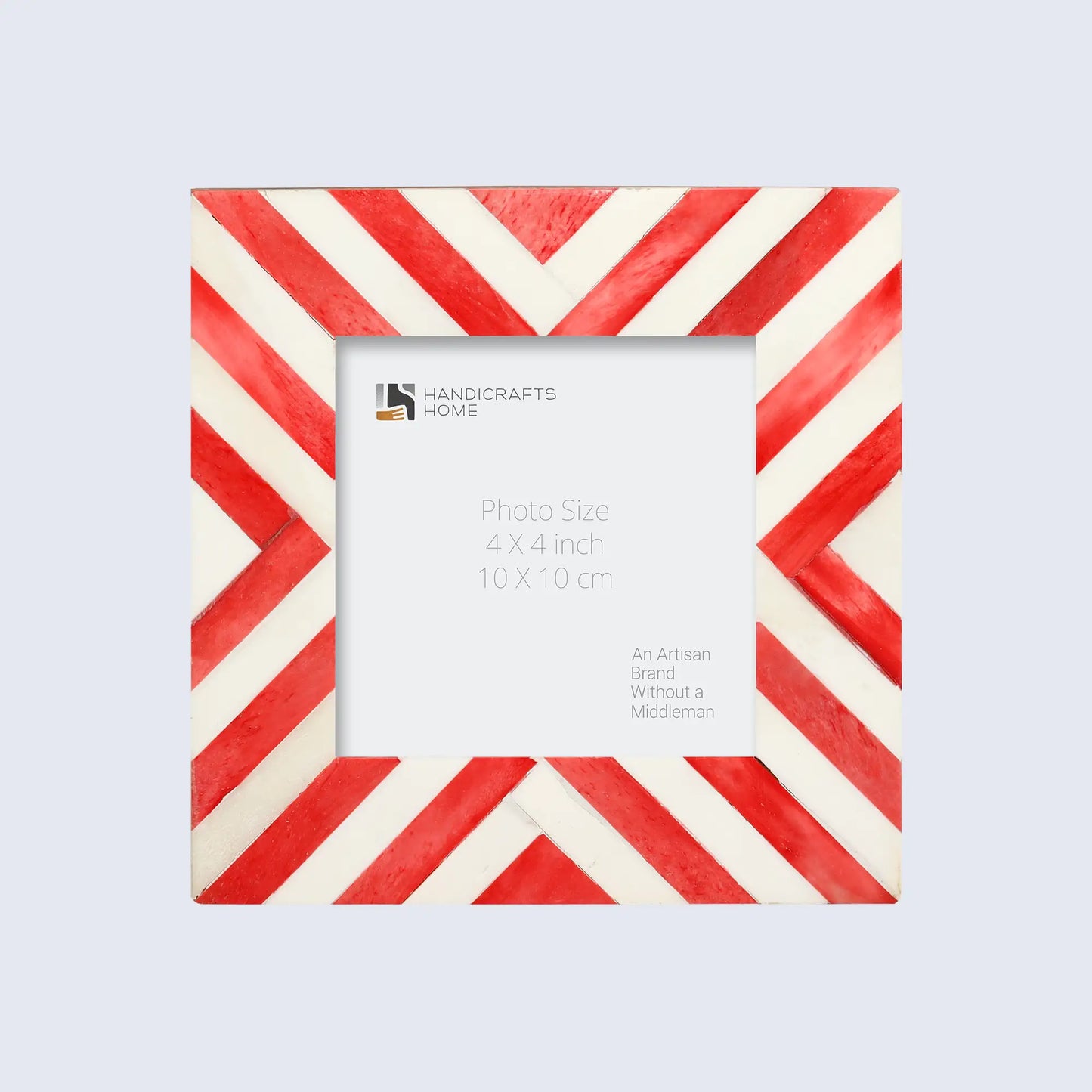 Picture Frames Chevron Pattern Bone Inlay Collection in 4 Sizes, Red