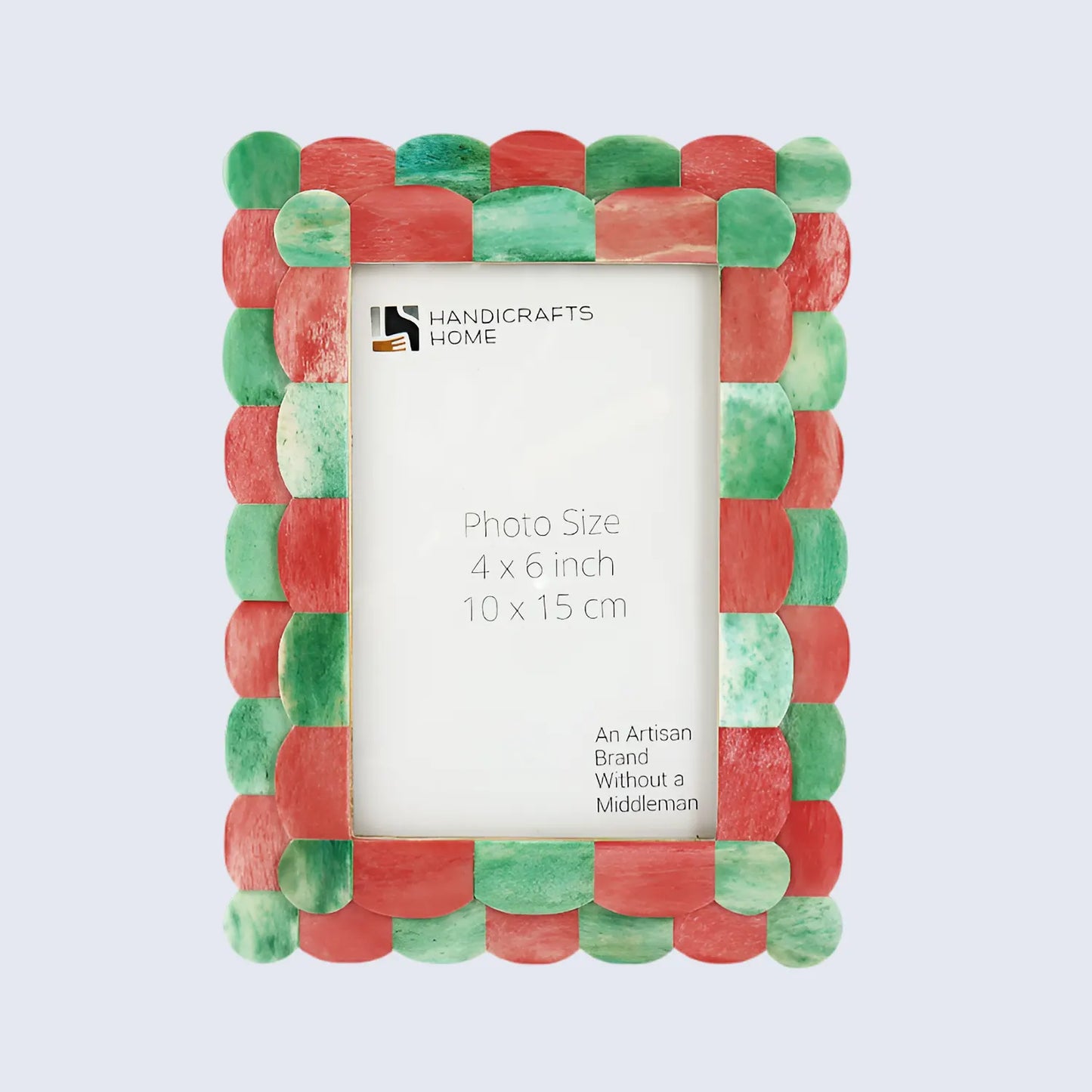 Picture Frames Scalloped Pattern Bone Inlay Collection in 4 sizes, Green & Red