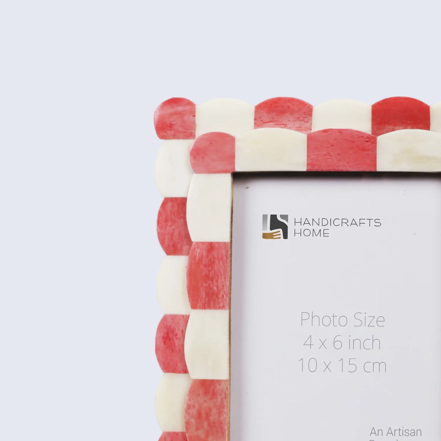 Picture Frames Scalloped Pattern Bone Inlay Collection in 4 sizes, Red