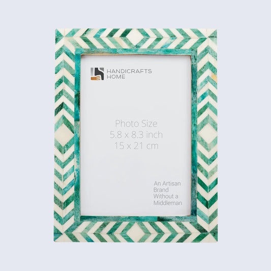 Picture Frames Taj Pattern Bone Inlay Collection in 25 Sizes, Green