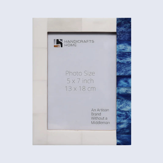 Plain White & Blue Bone Inlay Picture Frame - 4x6 & 5x7