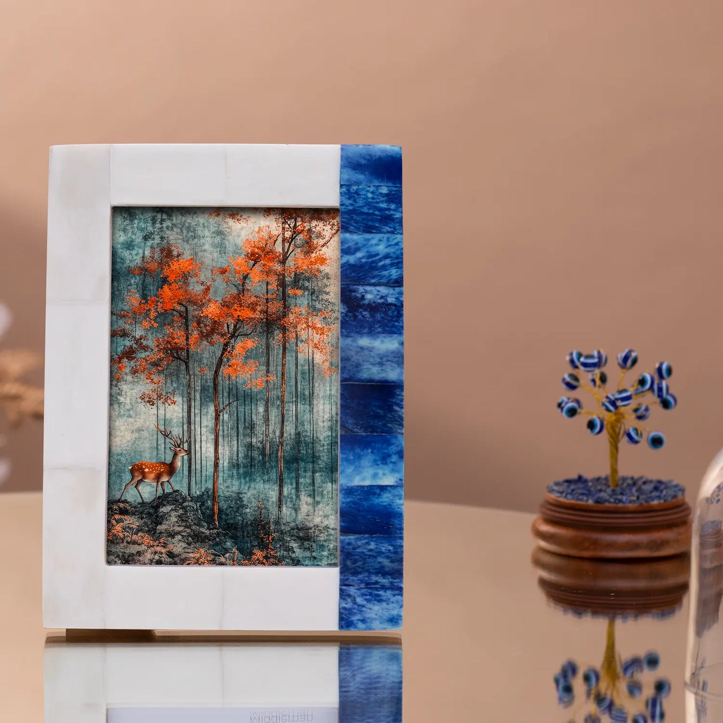 Plain White & Blue Bone Inlay Picture Frame - 4x6 & 5x7