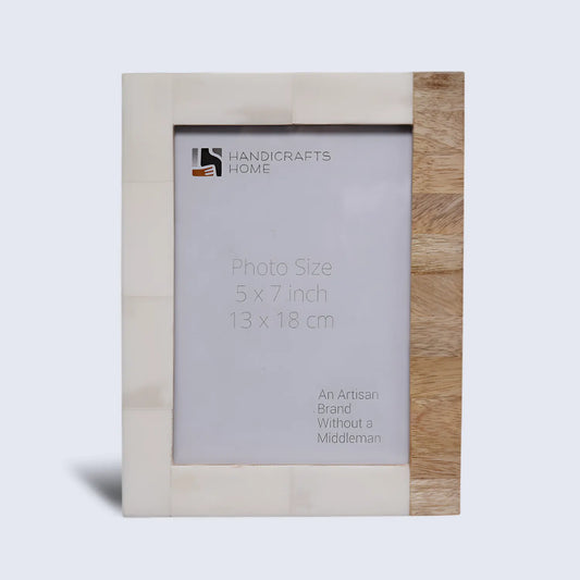 Plain White & Brown Bone Inlay Picture Frame - 4x6 & 5x7