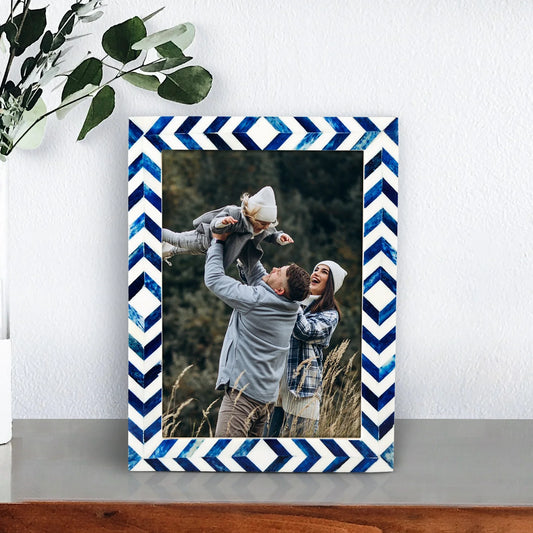 Picture Frame Taj Pattern Collection Bone Inlay Blue 4 Sizes