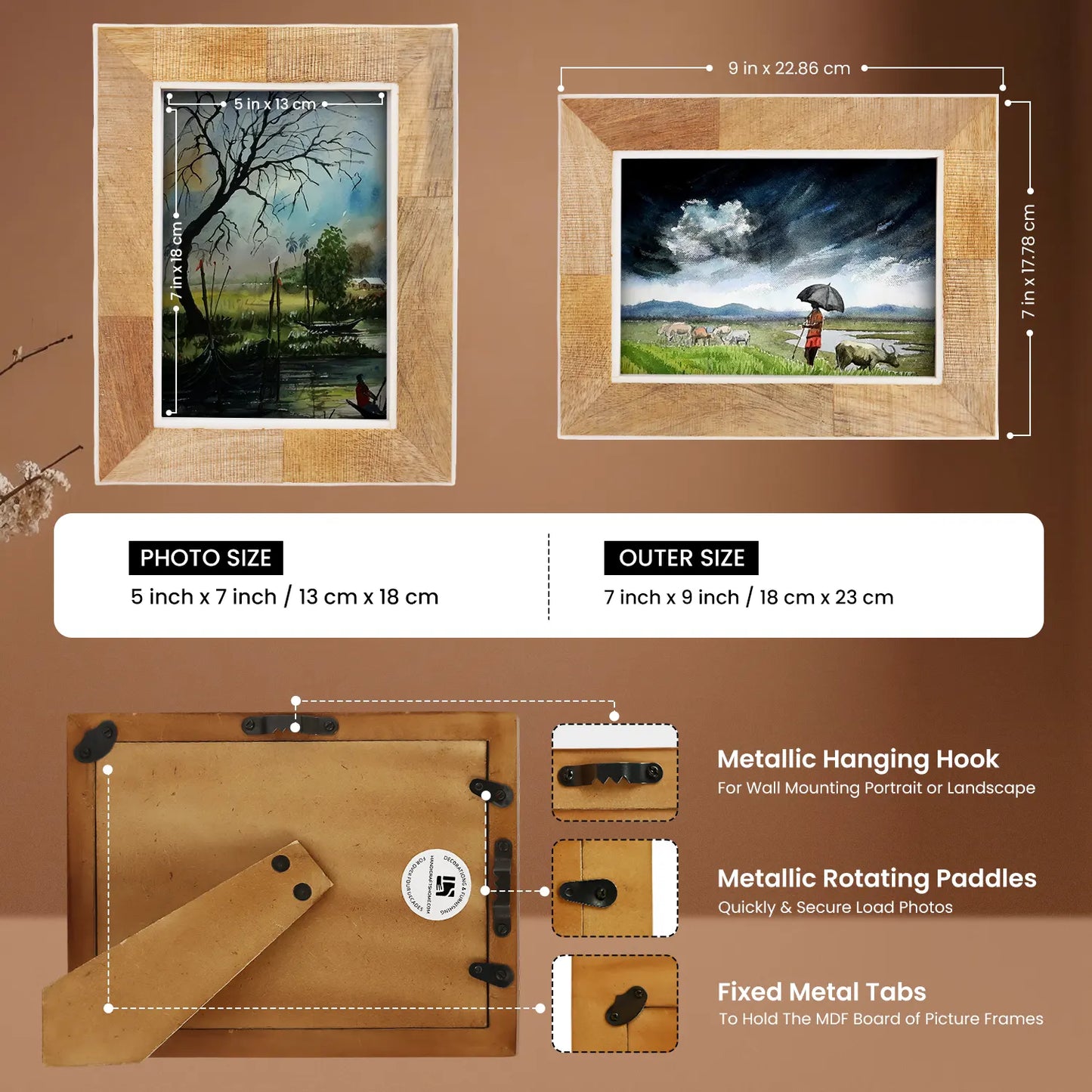 Wood & Bone inlay Natural Wooden Picture Frame