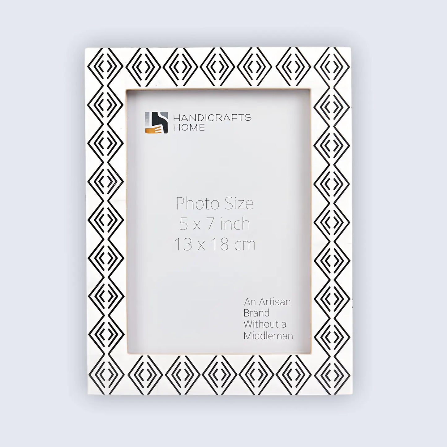 Picture Frame Tribal Geometry Collection Resin Inlay Black & White – 4x6 & 5x7"