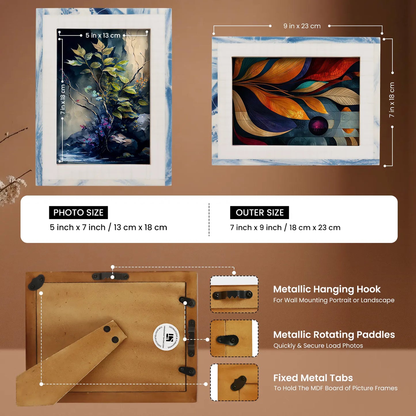 Resin Inlay Cosmo Blue White & Blue Picture Frame