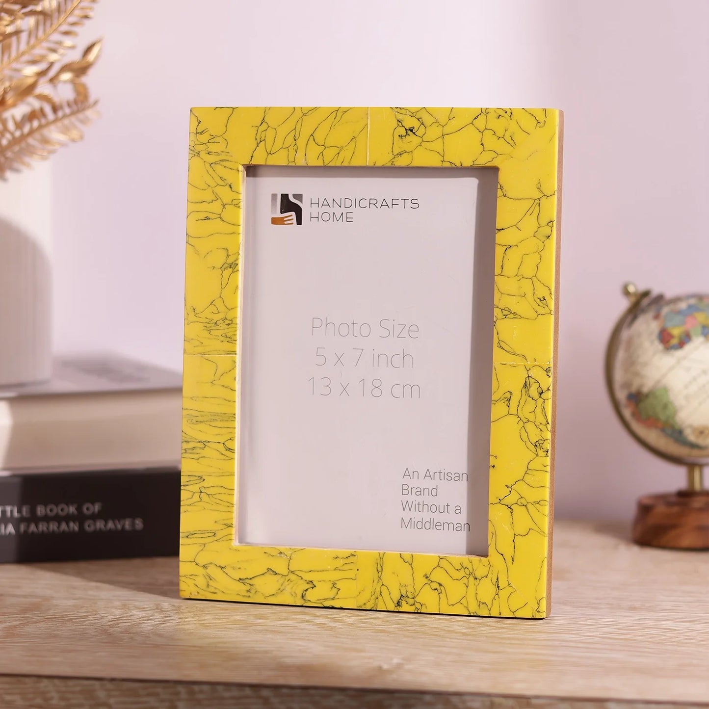 Picture Frames Handmade Yellow Collection Resin Inlay Yellow 5x7"