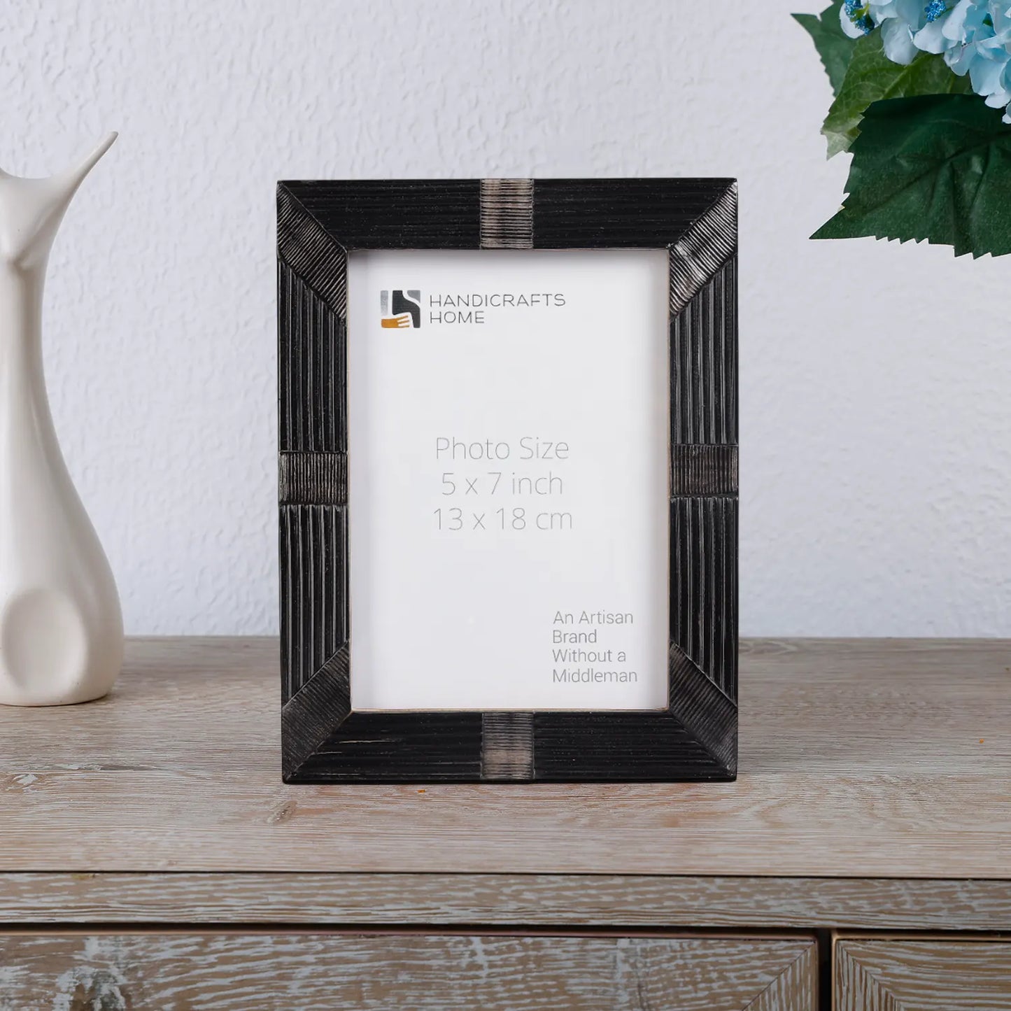 Shagrin Black Horn Brass Inlay Picture Photo Frame 4x6 & 5x7