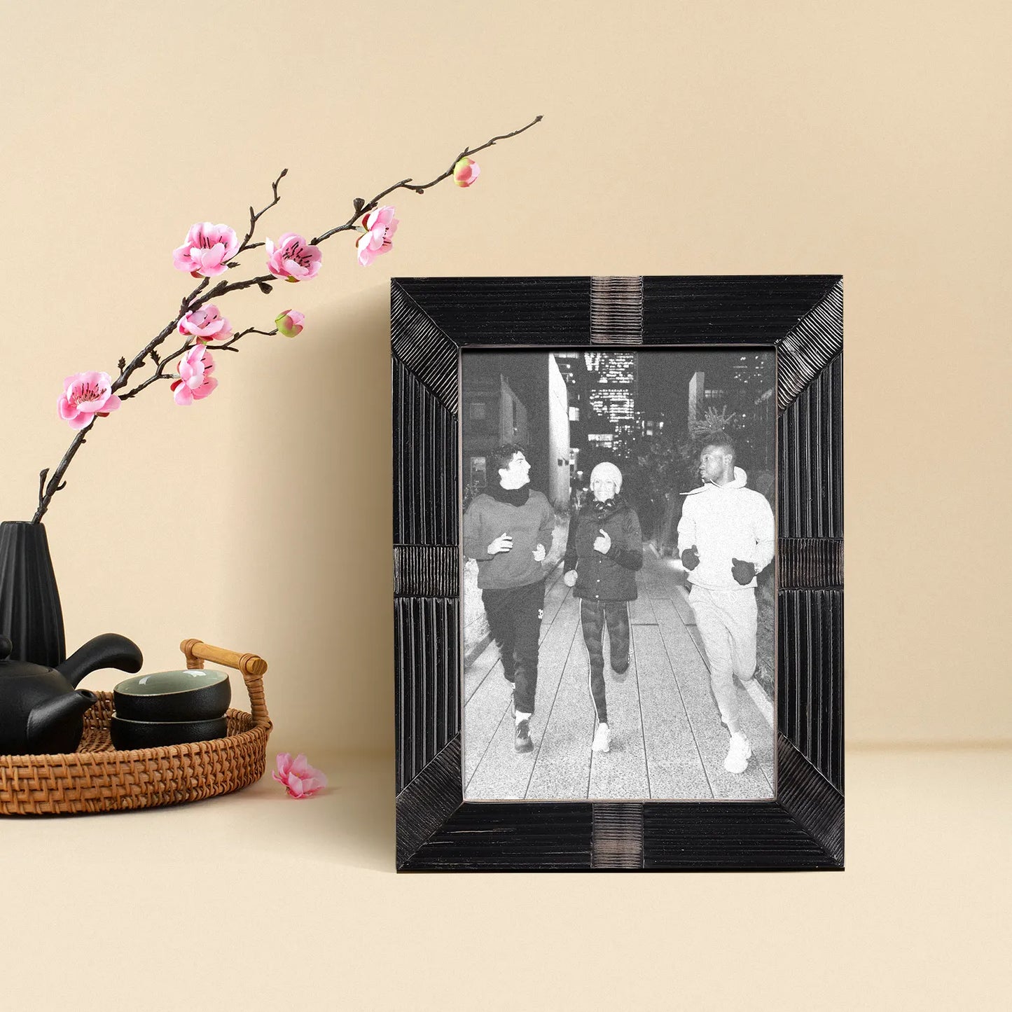 Shagrin Black Horn Brass Inlay Picture Photo Frame 4x6 & 5x7