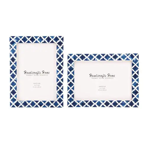 Picture Frames Casablanca Medianoche Pattern Bone & Resin Inlay Collection in 3 Sizes, Pack of 2