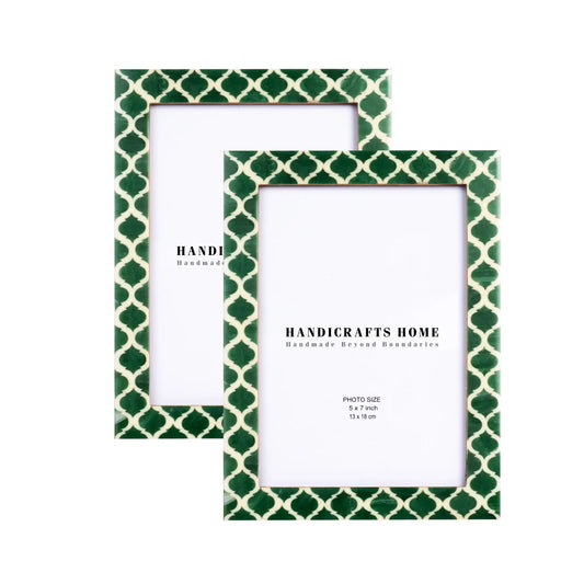 Picture Frames Casablanca Verde Pattern Resin Inlay Collection in 3 Sizes, Pack of 2
