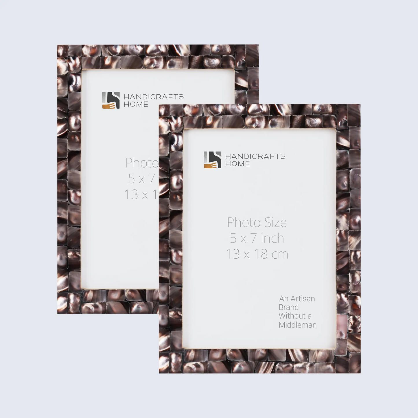 Picture Frames Mother of Pearl Pack of 2 Collection in 3 Sizes, Dark Grey