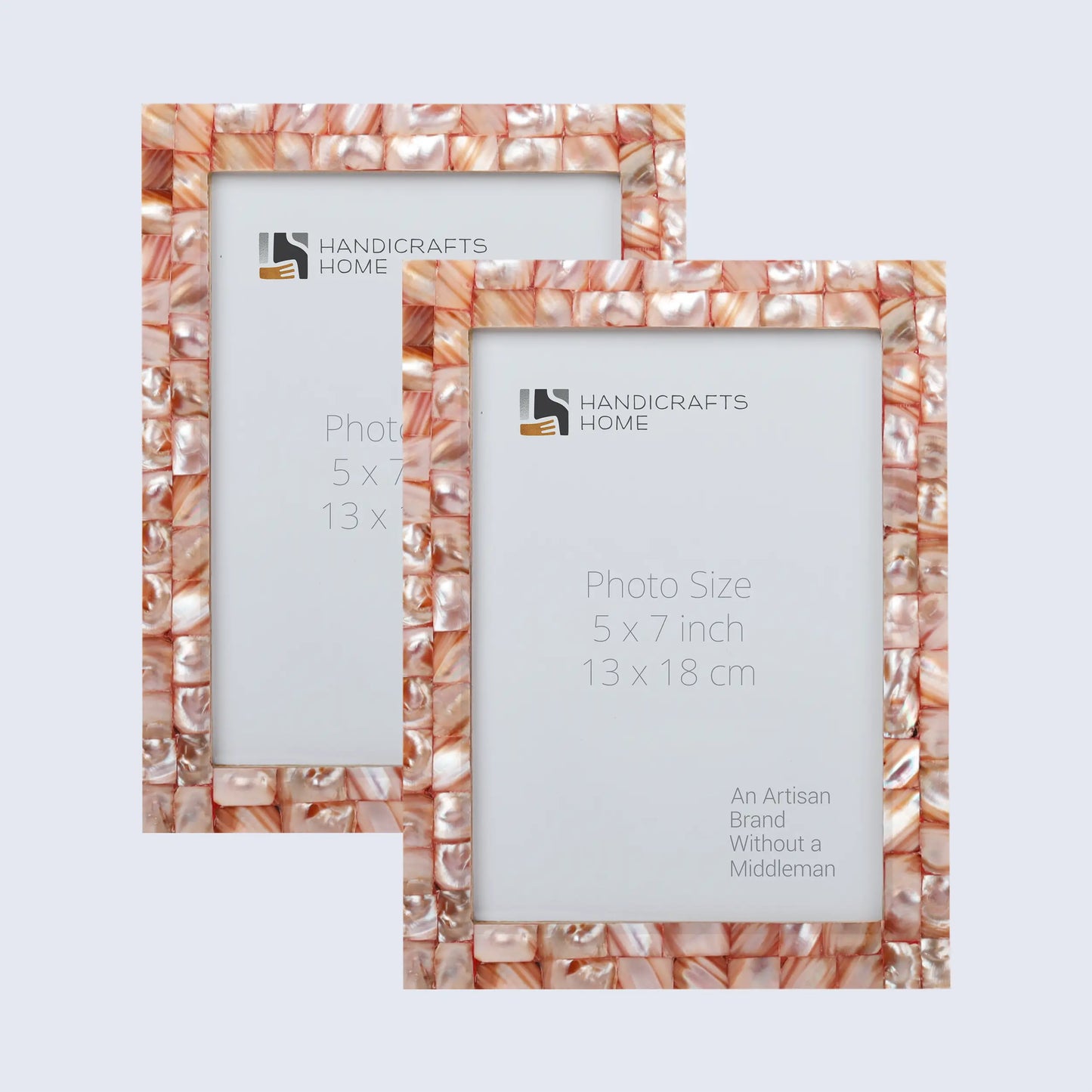 Picture Frames Mother of Pearl Pack of 2 Collection in 3 Sizes, Pink