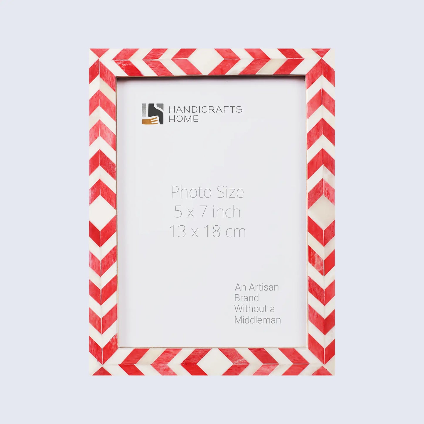 Picture Frames Mosaic Chevron Pattern Bone Inlay Collection in 3 sizes, Red