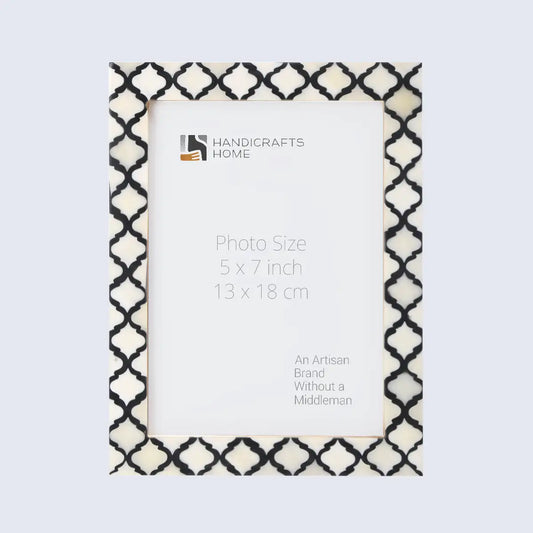 Picture Frames Moroccan Pattern Bone & Resin Inlay Collection in 27 Sizes, Black