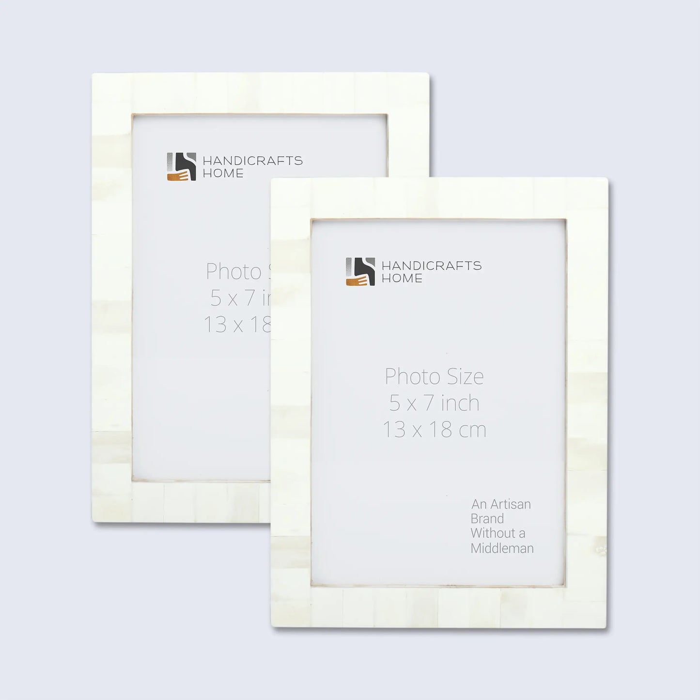 Picture Frames Classic Pattern Bone Inlay Collection in 3 Sizes, Pack of 2 - White