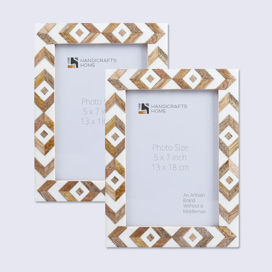 Picture Frames Marquet Array Pattern Resin Inlay Collection in 8 Sizes, Pack of 2