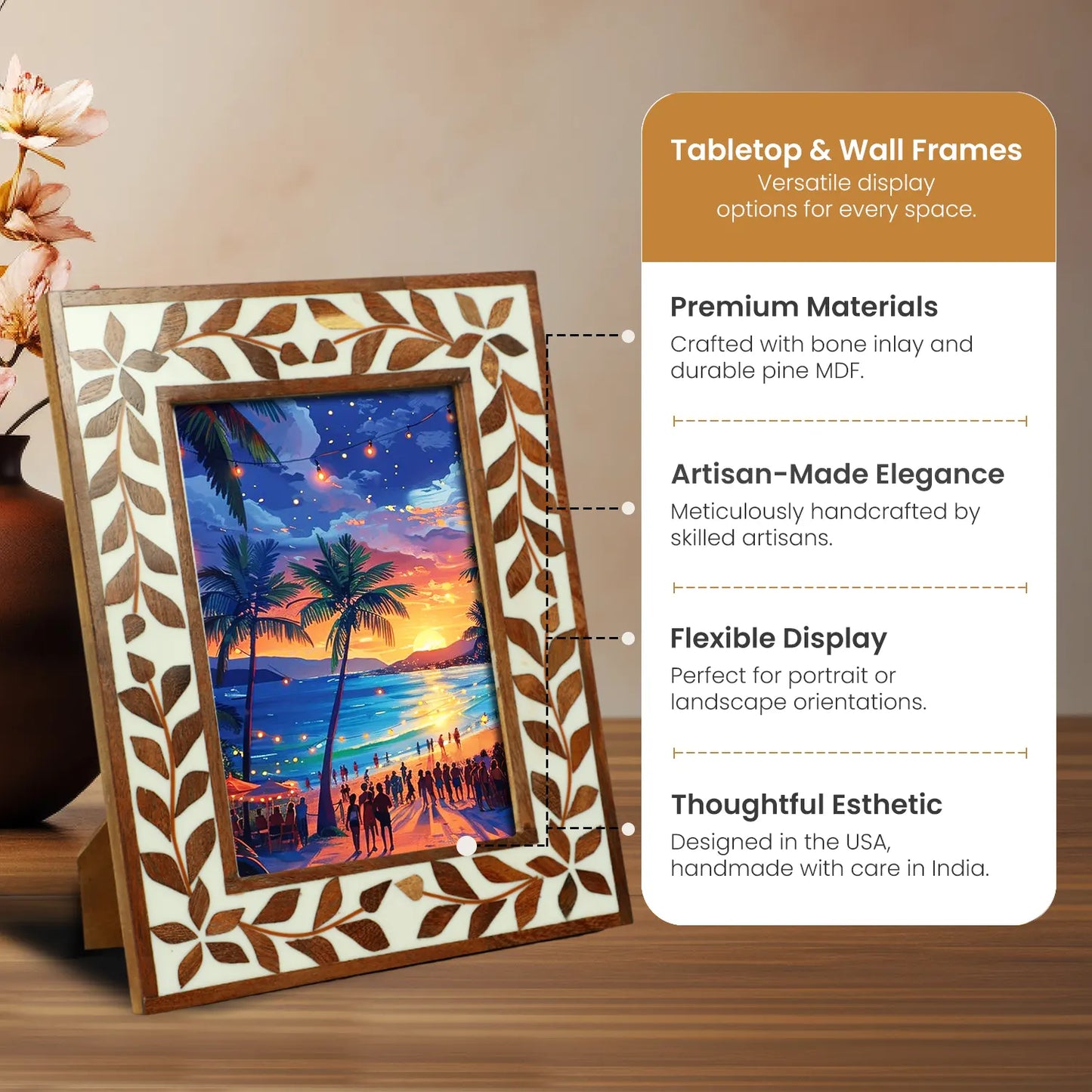 Picture Frames Alhambra Cama Pattern Resin Inlay Collection in 2 Sizes