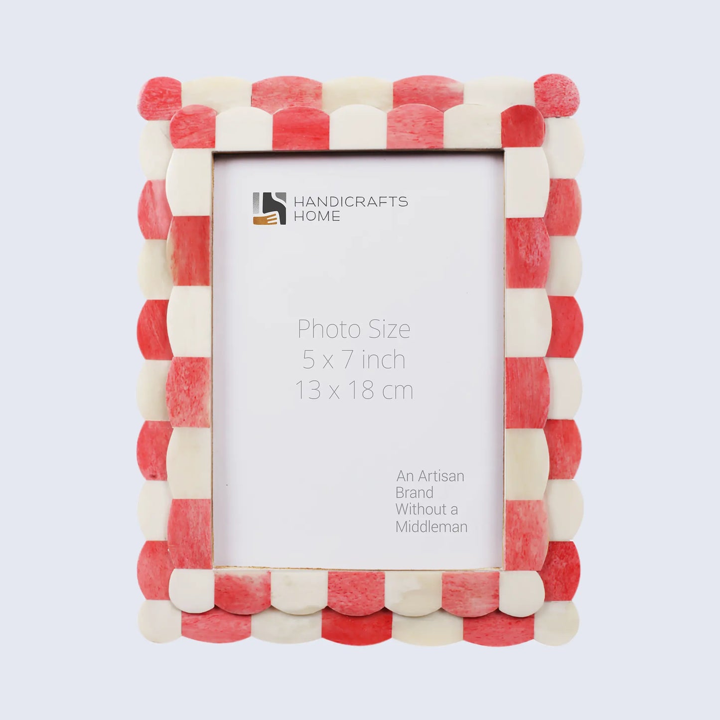 Picture Frames Scalloped Pattern Bone Inlay Collection in 4 sizes, Red