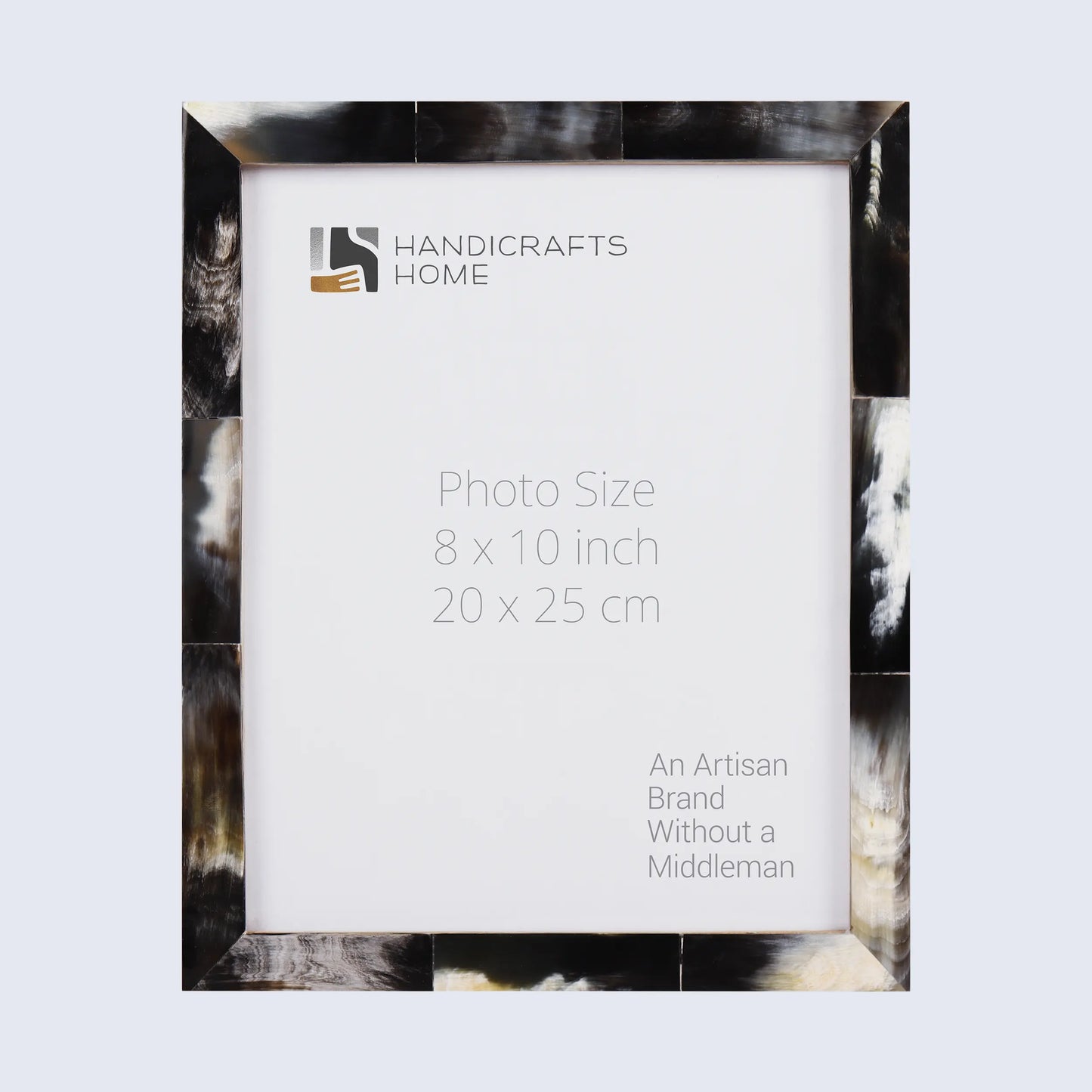 Picture Frames Essence Pattern Horn Inlay Collection in 3 Sizes, Black