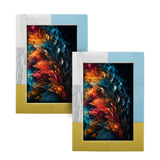 Picture Frames Mondrian Driftwood Pattern Resin Inlay Collection in 3 Sizes, Pack of 2