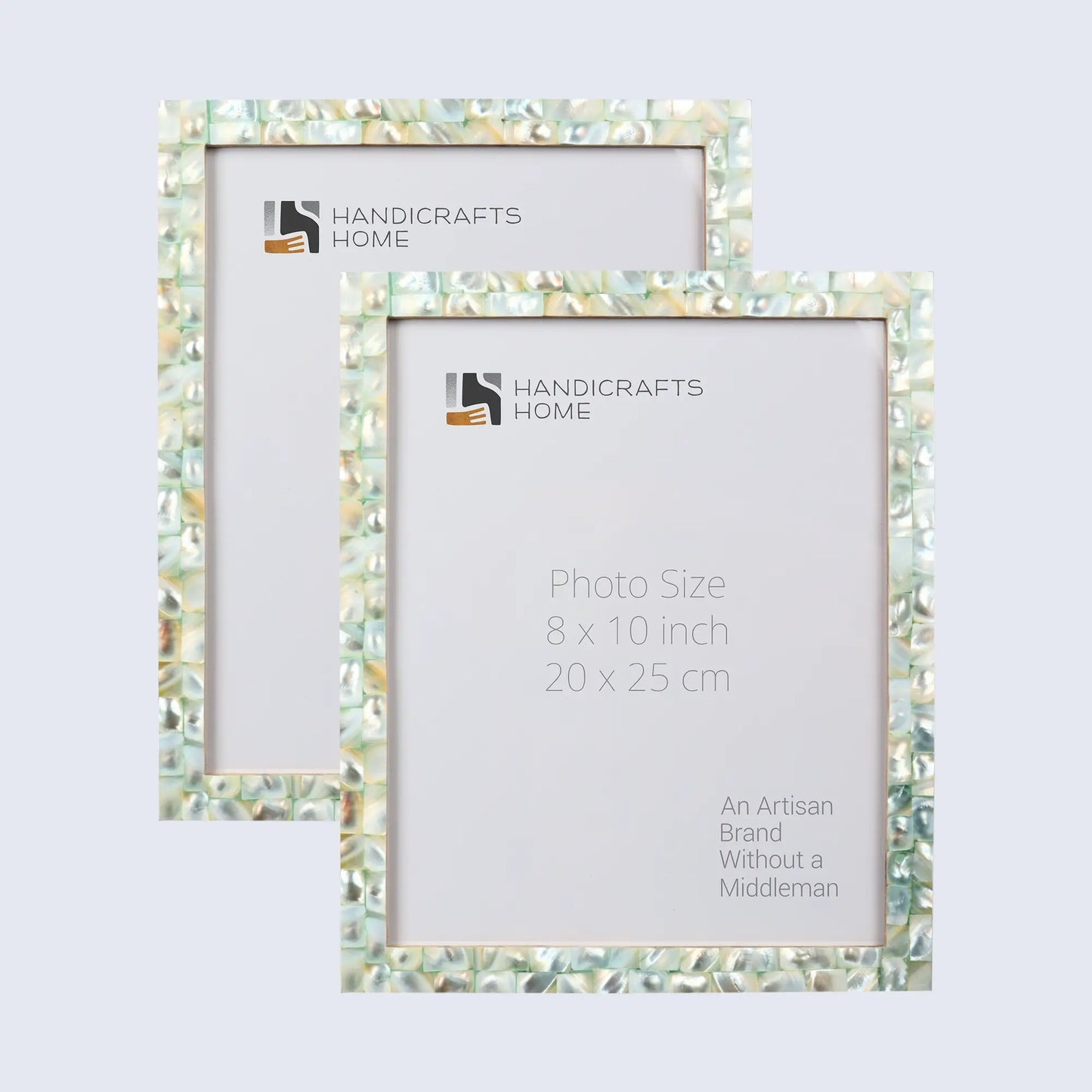 Picture Frames Mother of Pearl Pack of 2 Collection in 3 Sizes, Green