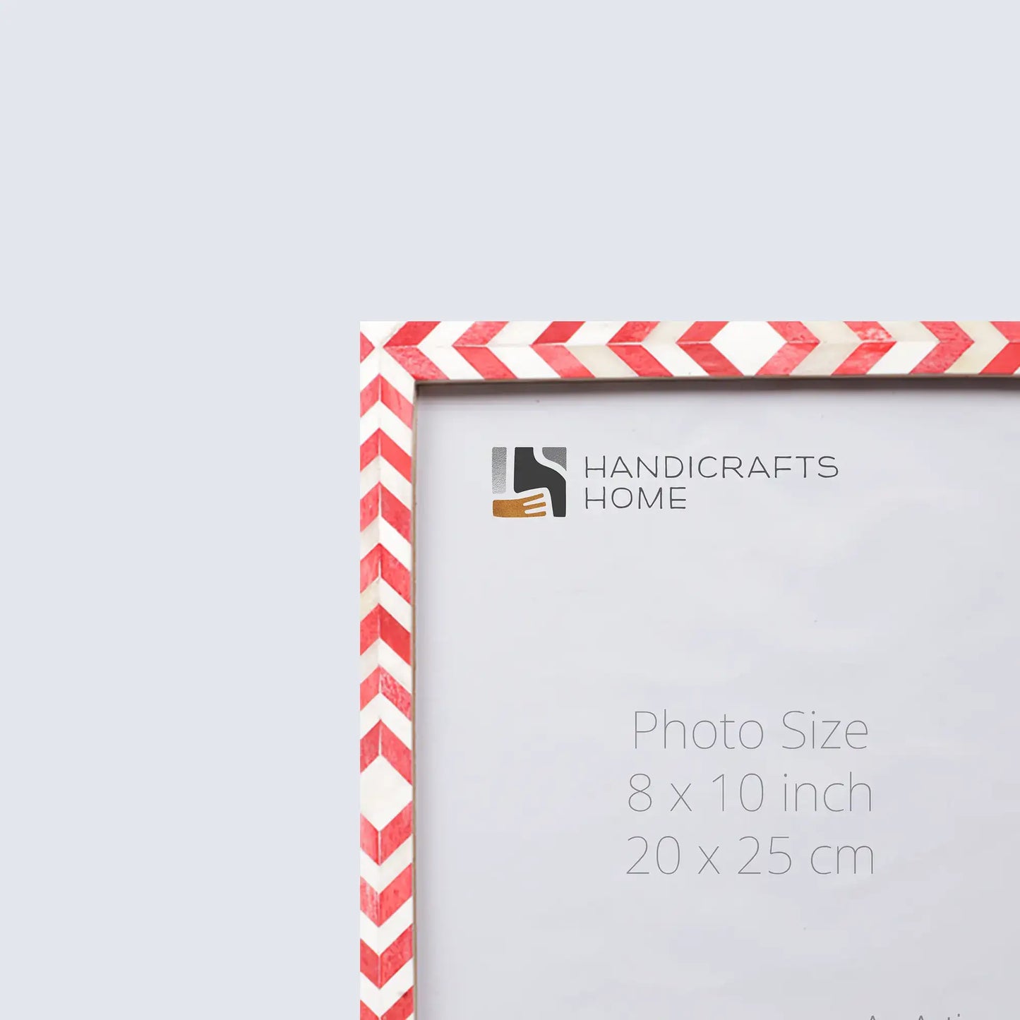 Picture Frames Mosaic Chevron Pattern Bone Inlay Collection in 3 sizes, Red