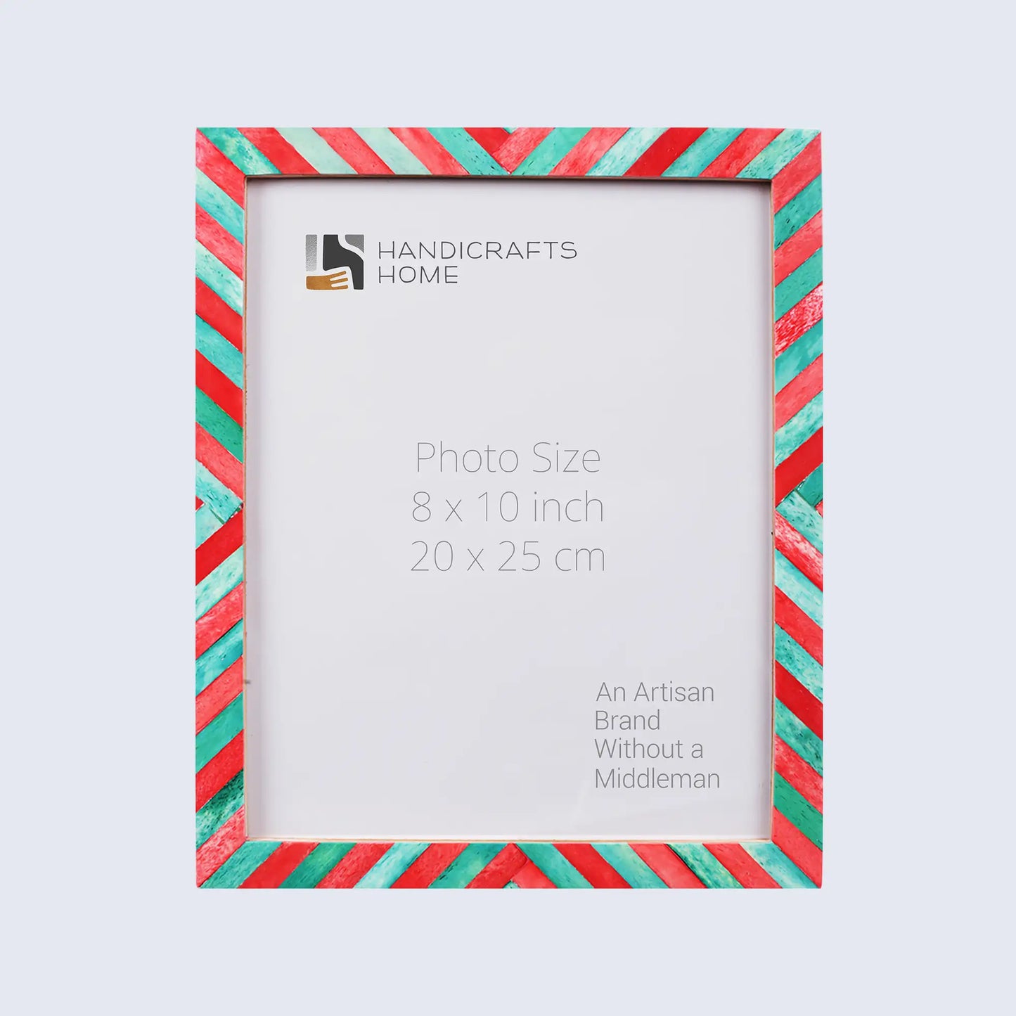 Picture Frames Chevron Pattern Bone Inlay Collection in 4 Sizes, Green & Red