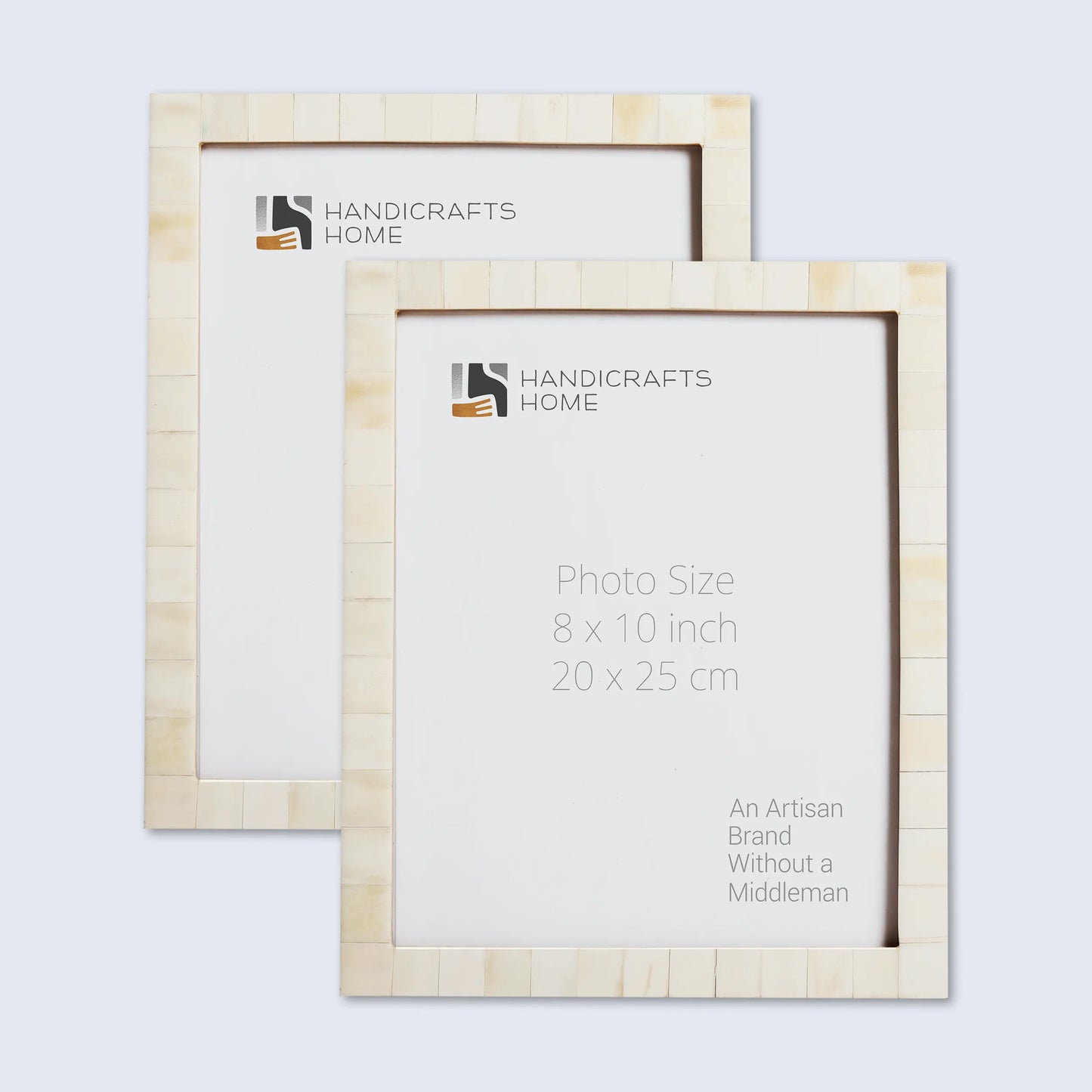 Picture Frames Classic Pattern Bone Inlay Collection in 3 Sizes, Pack of 2 - White