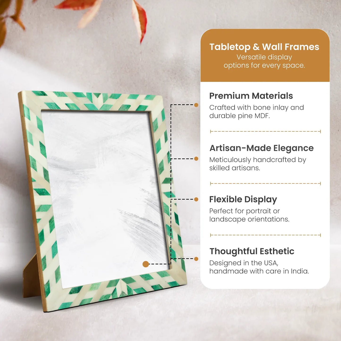 Hypno Nature Bone Inlay Green & White Picture Frame- 4x6, 5x7 and 8x10