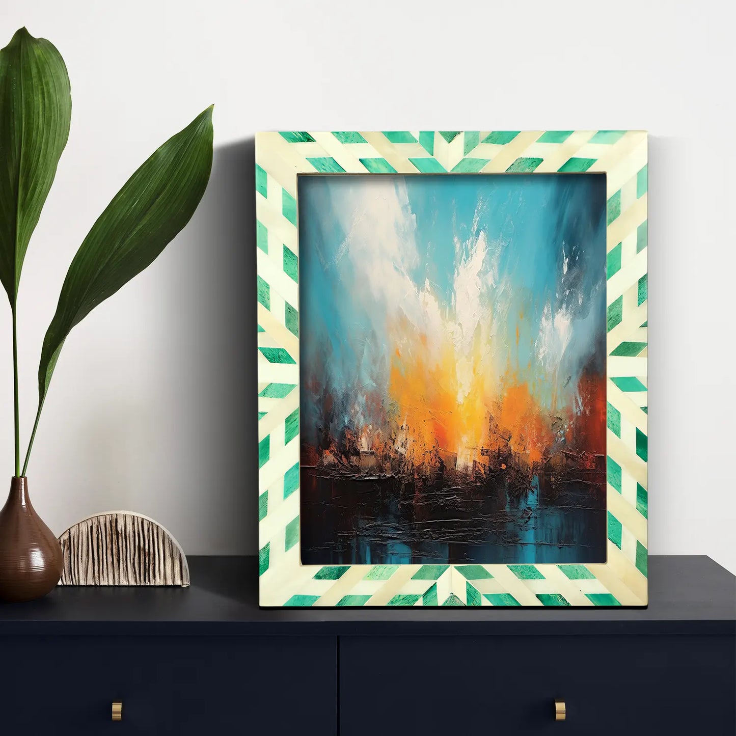 Hypno Nature Bone Inlay Green & White Picture Frame- 4x6, 5x7 and 8x10