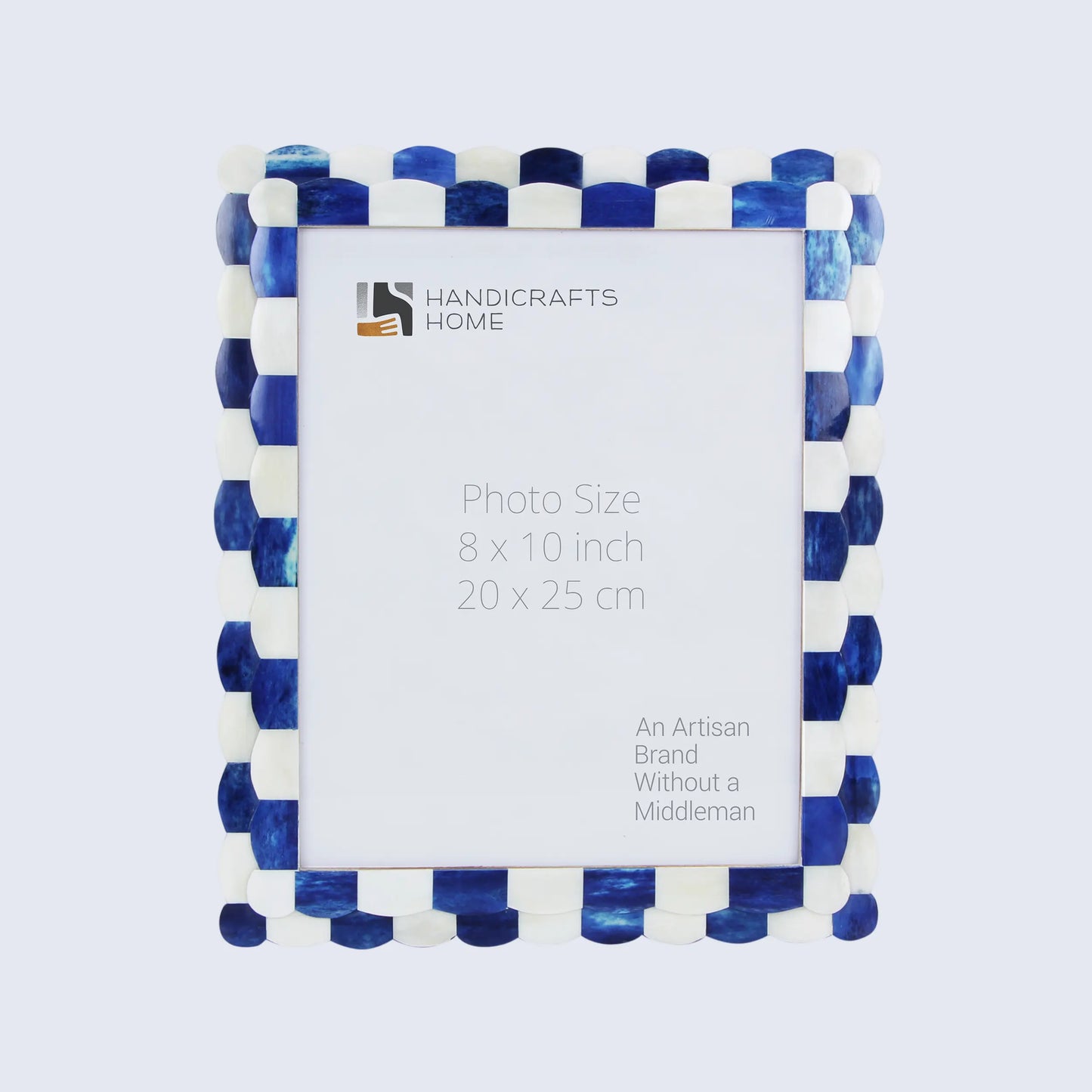 Picture Frame Set of 5 Scalloped Pattern Collection Bone Inlay – Blue & White