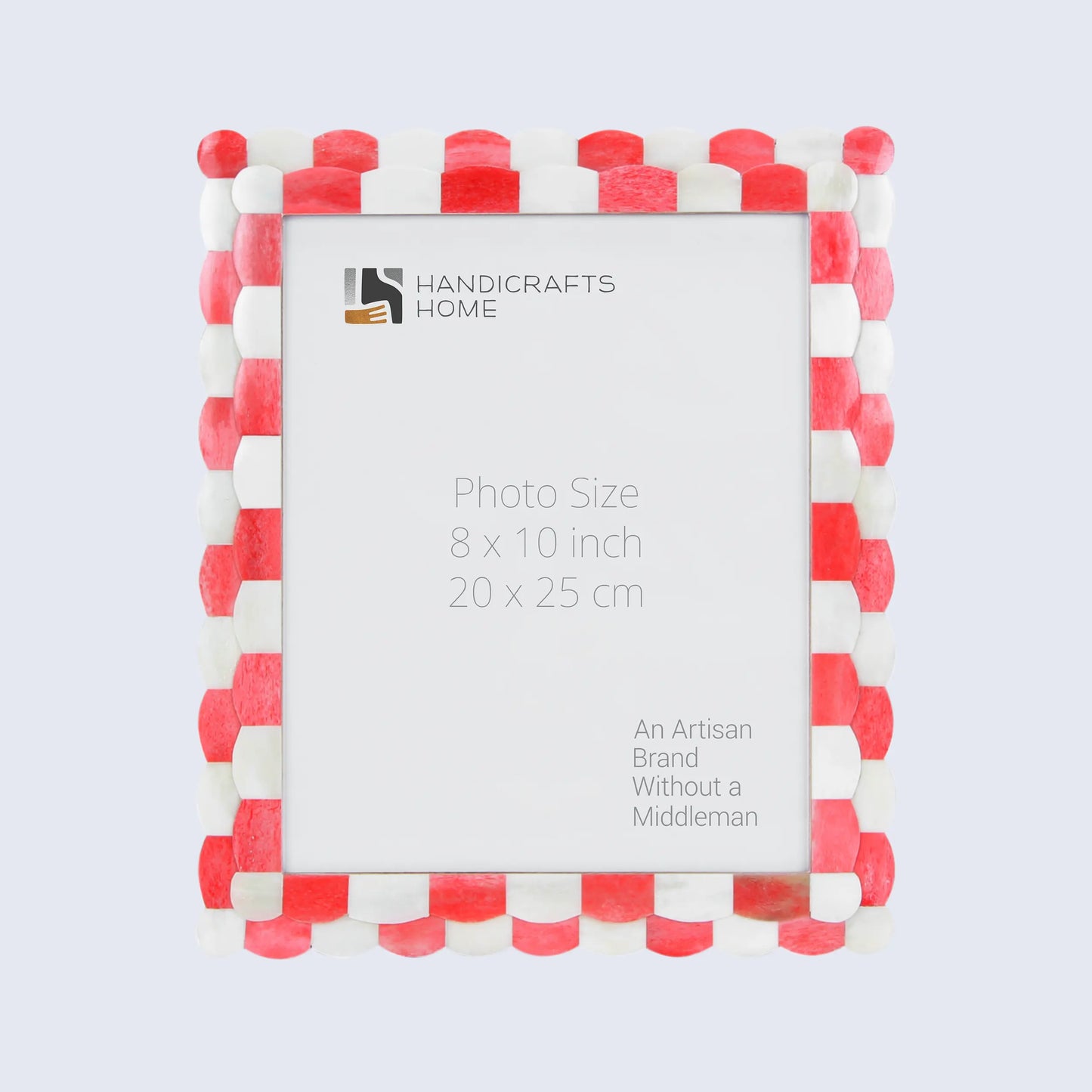 Picture Frames Scalloped Pattern Bone Inlay Collection in 4 sizes, Red