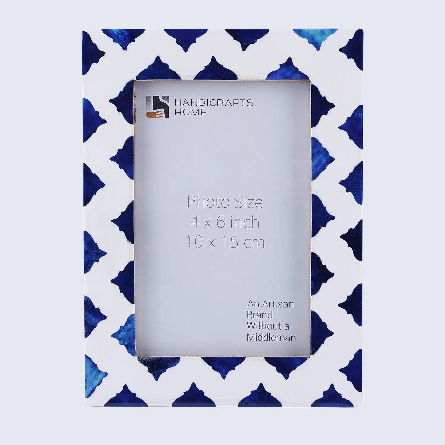 Picture Frame Indigo Pattern Collection Bone Resin Inlay White Blue 4x6
