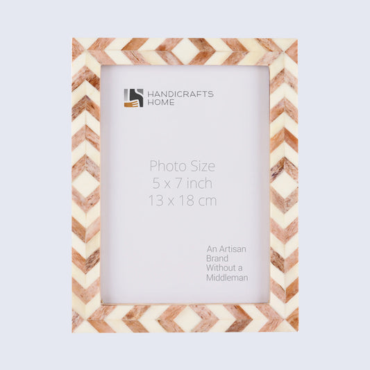 Picture Frames Taj Pattern Bone Inlay Collection in 27 Sizes, Brown