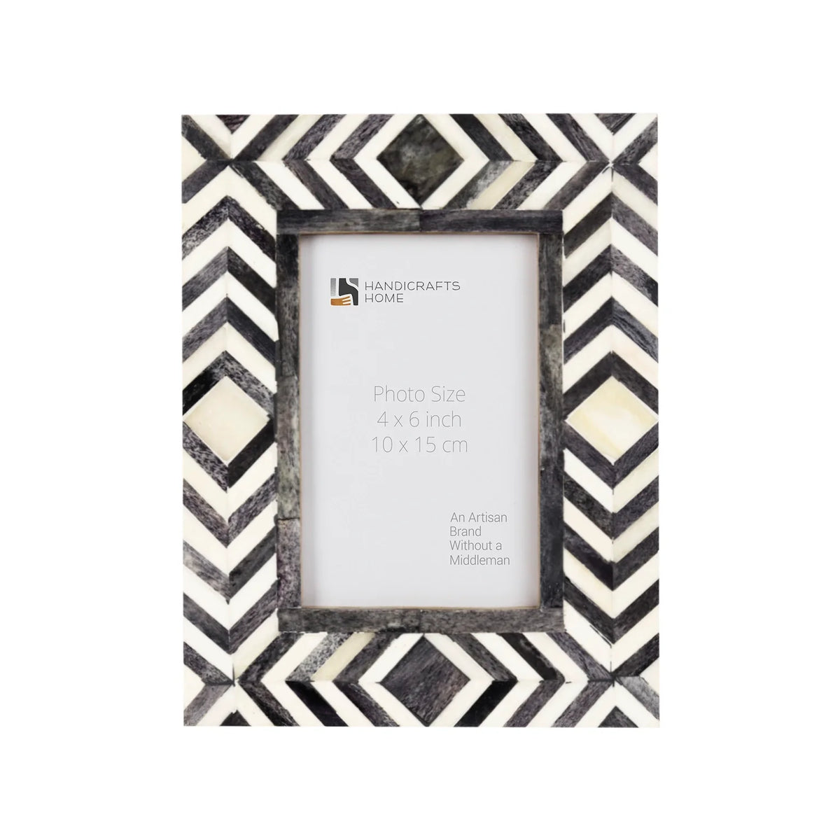 Photo Frame Mosaic Slate Chevron Collection Bone Inlay Grey White 4x6
