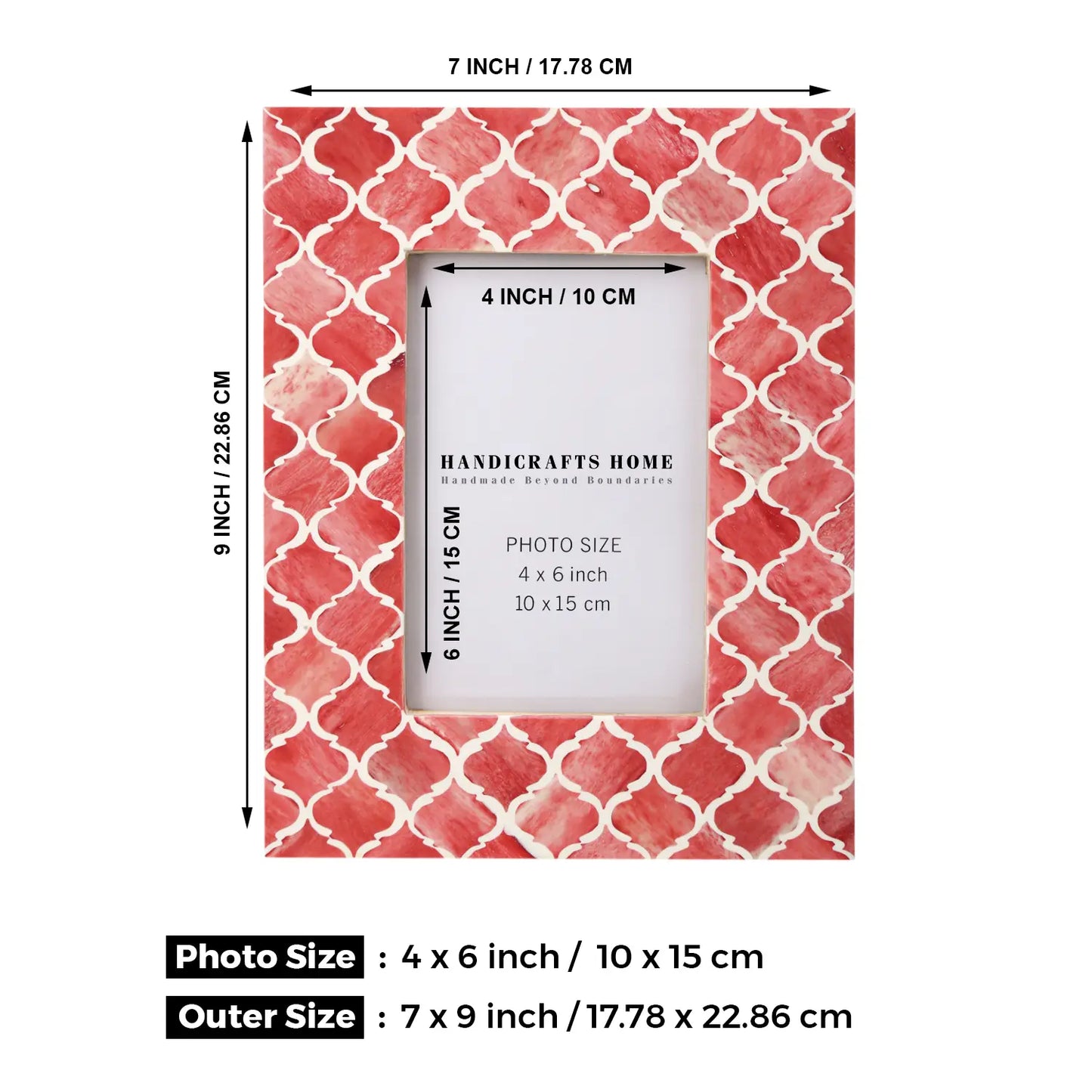 Picture Frames Moroccan Pattern Bone & Resin Inlay Collection in 5 Color Options | 1.75" Border Width