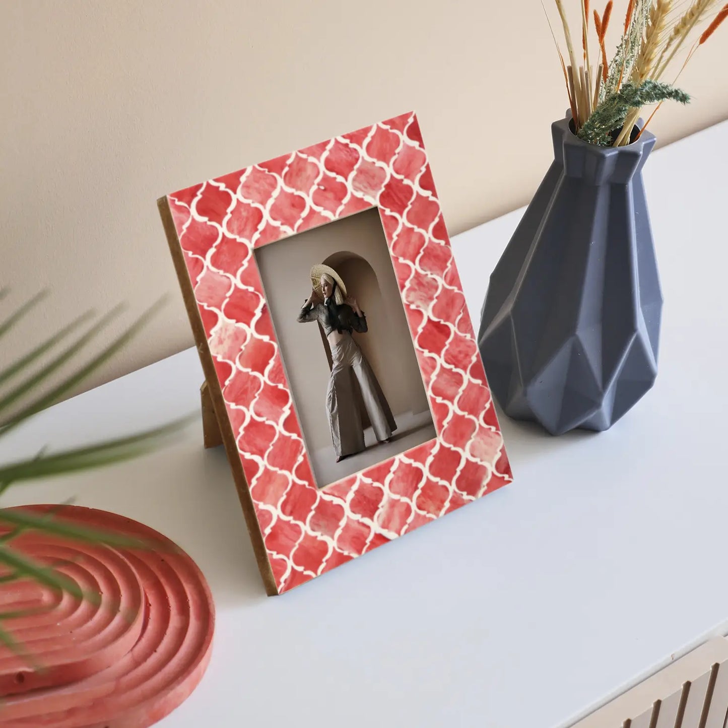 Picture Frames Moroccan Pattern Bone & Resin Inlay Collection in 5 Color Options | 1.75" Border Width