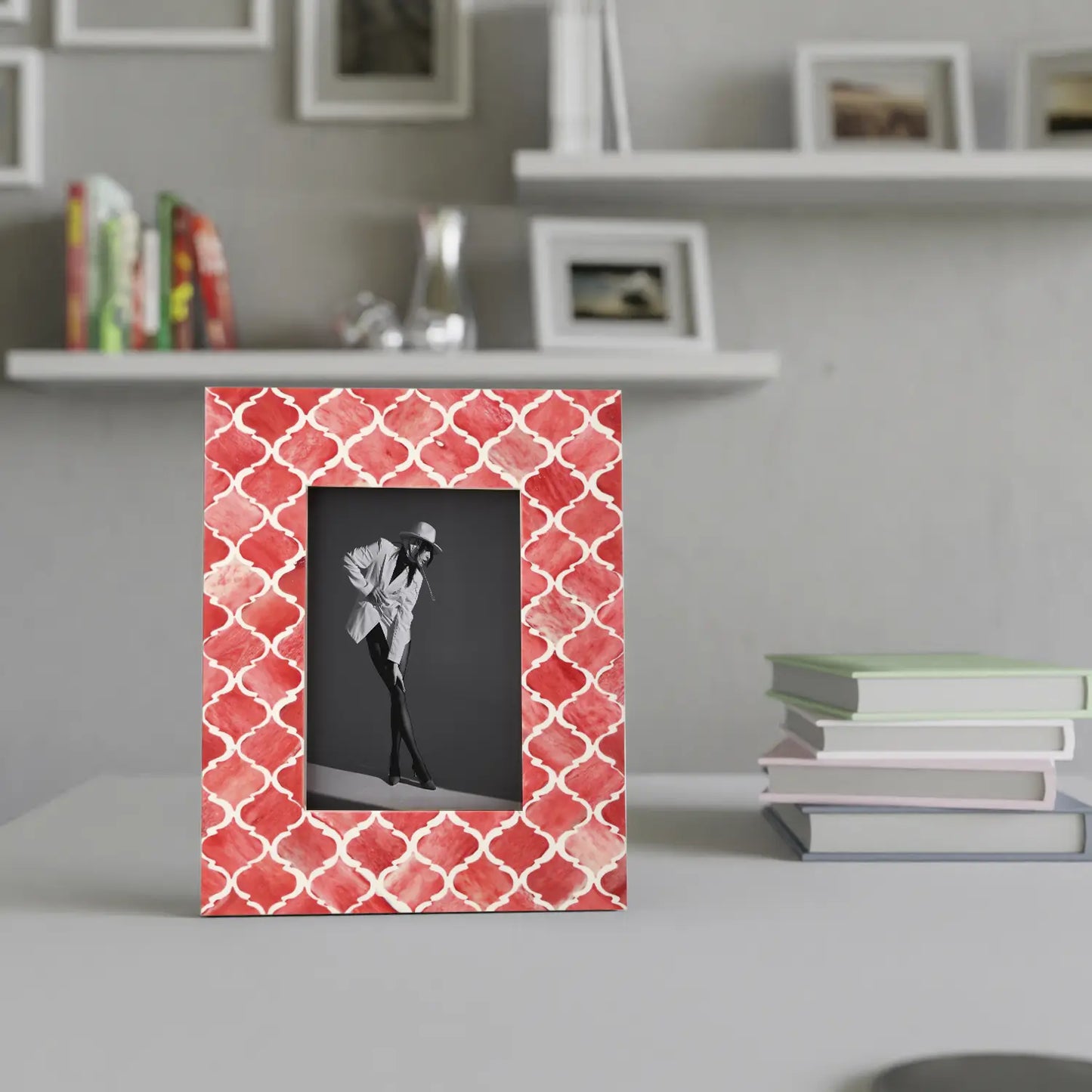 Picture Frames Moroccan Pattern Bone & Resin Inlay Collection in 5 Color Options | 1.75" Border Width